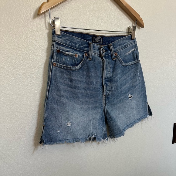 Abercrombie & Fitch Light Blue Distressed Jean Shorts - Picture 3 of 8